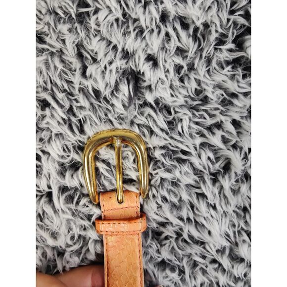 BELT Snake Skin Scaled Reptile Peach Pink Gold Buckle Quiet Luxury Western Rodeo - Picture 6 of 13